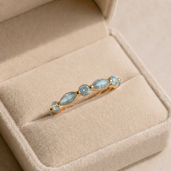 Aquamarine Eternity Ring