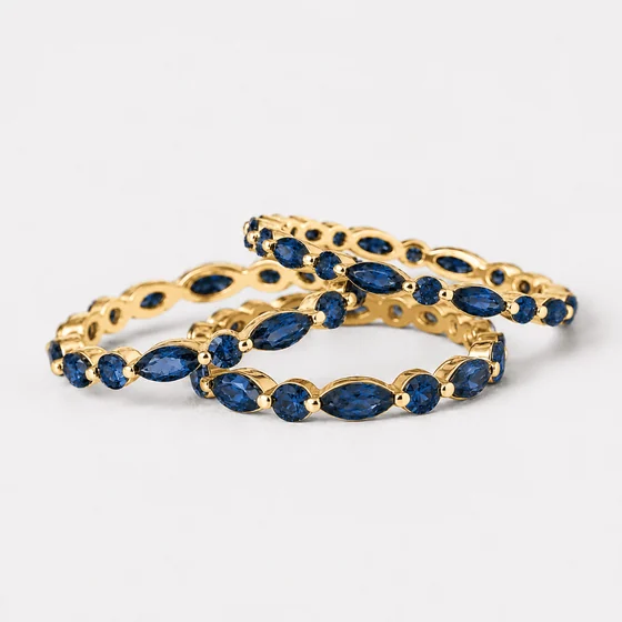 Blue Sapphire Marquise Band