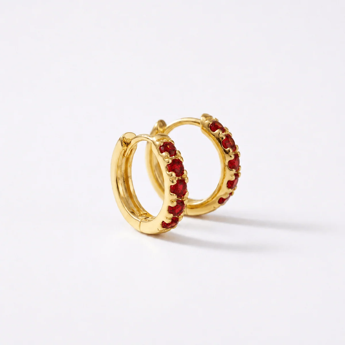 Garnet Huggie Hoops