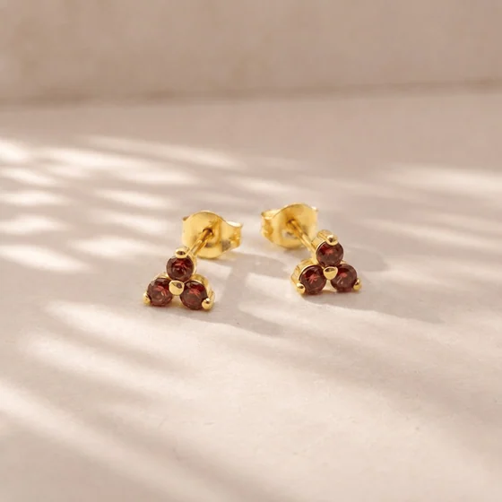 Garnet Trio Studs