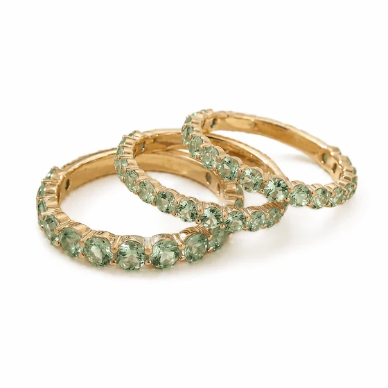 Green Amethyst Pavé Ring