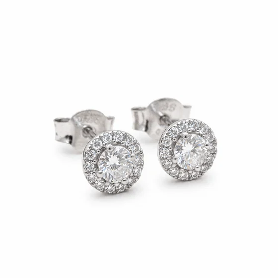 Moissanite Halo Studs