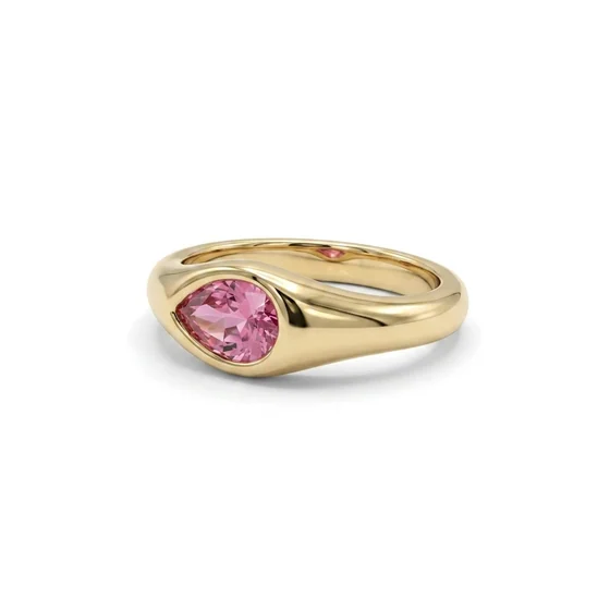 Pink Pear Signet Ring